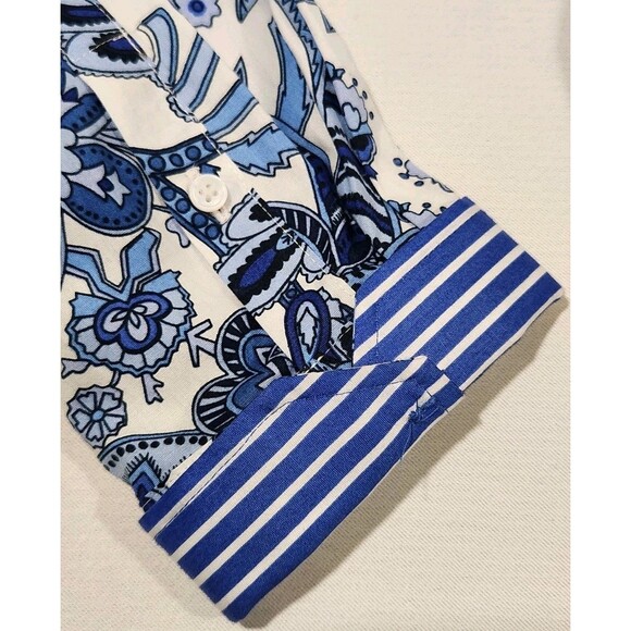 Talbots Blue Paisley Long Sleeve Button Shirt - Size 10 - Picture 6 of 11